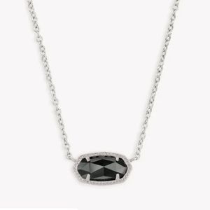Kendra Scott Elisa Silver Pendant Necklace in Black Opaque Glass
